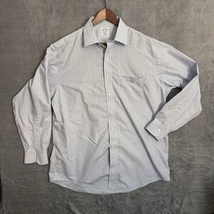 Brooks Brothers  Long Sleeve Blue Pinstripe Men's Dress Shirt Size 16.5 / 34